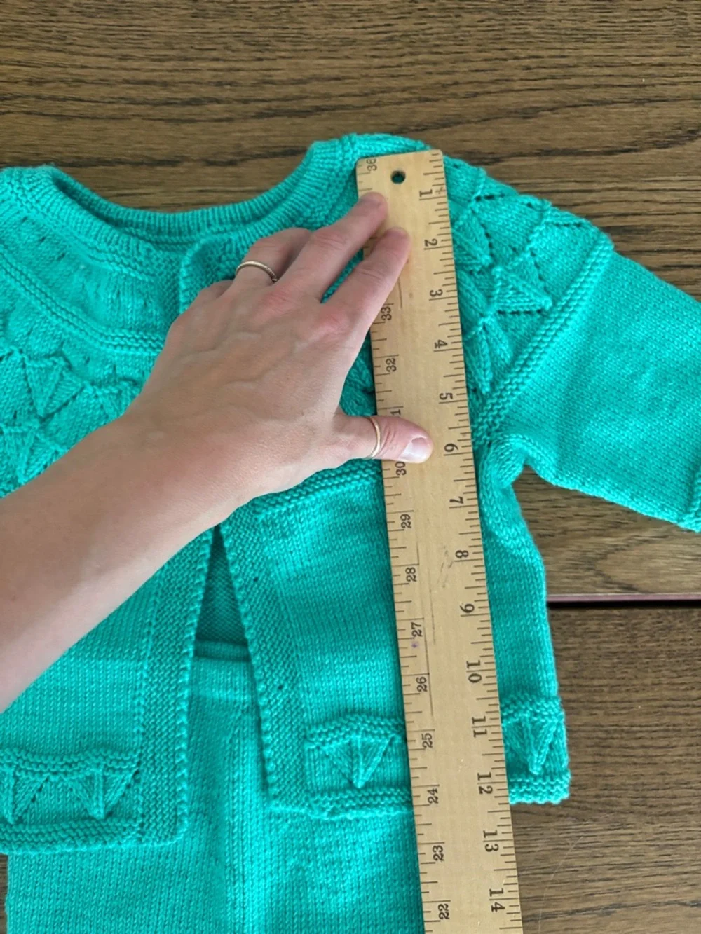 Hand-Knit Baby Cardigan & Pants Set - Bright Teal Turquoise